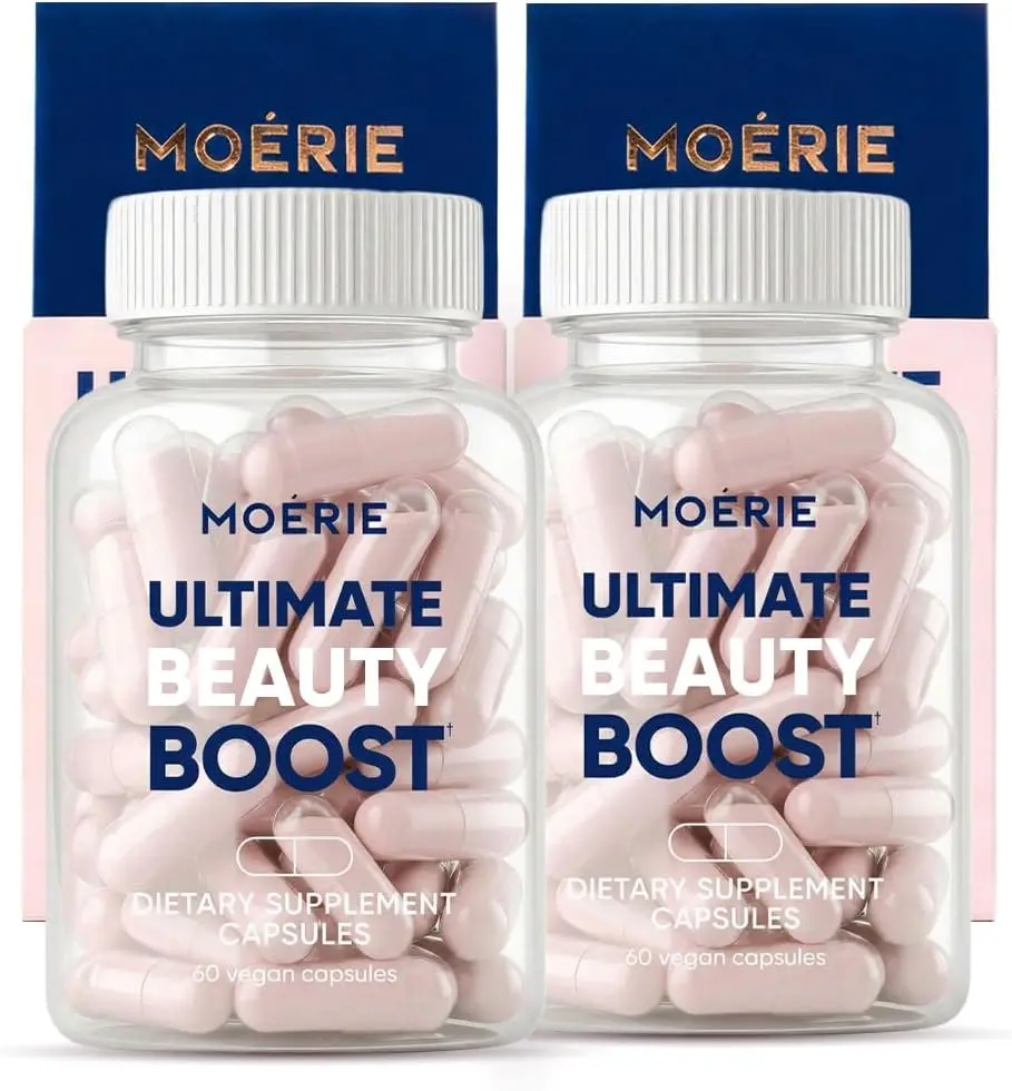 Moerie Ultimate Hair Boost High-Potency Supplements for Women & Men - Hair, Skin & Nails Vitamins with Biotin Mix, Minerals - Daily Pill Capsules, 120 Count Double Pack (Pack of 2)