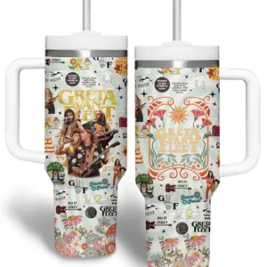 Greta Van Music Custom 40oz Tumbler With Handle, Music Tour Tumbler