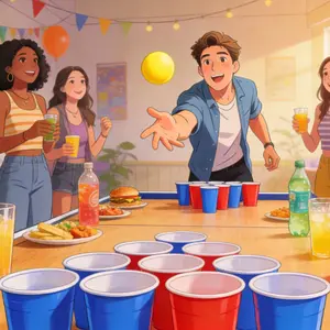 Beer Pong Drinking Game Kit, Tabletop Games & Blue Cups and Balls, Perfect Party Favor, Ideal for Adult Night Outs, Fun Activity