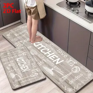 2/3PCS Soft Flannel Kitchen Mat Set, Anti-Slip, Absorbent, Farmhouse Style, Ideal for Kitchen, Bathroom, Laundry Room, Hallway