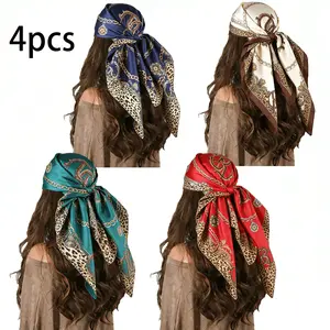 4/1PCS Head Scarf Hair Wrap for Women - Retro Leopard Print Hair Accessories, Fashion Headbands for Daily/Party Hairstyle Decoratio