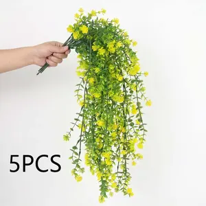 5pcs Artificial Flower Hanging Vines, Faux Flowers, Realistic Climbing Plants for Wall Decor, Bedroom, Living Room, Garden Arrangement