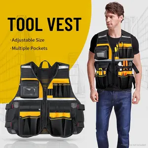 Reflective Electrician's Work Vest - Multifunctional, Wear Resistant & Tool Bag - Construction Safety