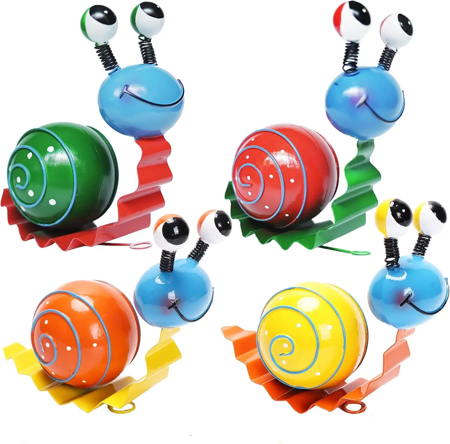 Metal Yard Art Cute Snails Garden Decor for Outside Lawn Ornaments Patio Outdoor Decorations - Set of 4(Yellow,Orange,Green,Red)