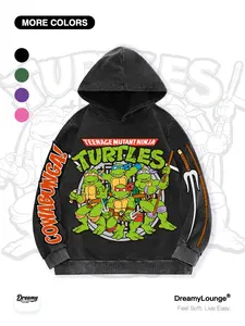 Ninja Turtle Heroes in a Half Shell Graphic Hoodie, Cotton Blend, Loose-Fit, Casual Wear, Breathable, Ideal for Outdoors and Home