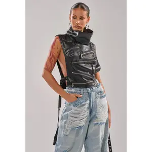 ZIP ME UP TURTLENECK TOP IN BLACK