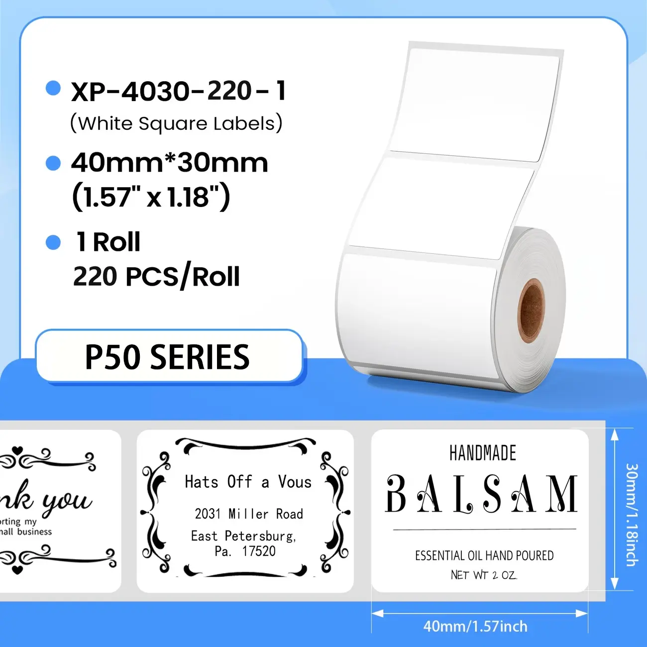 Portable thermal paper, self-adhesive, suitable for use in schools, offices, and homes. Can be used to print clothing labels, spice jar labels, name tags, with a waterproof, oil-resistant, and durable design.