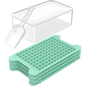 Mini Ice Cube Tray for Freezer: FDDBI Small Ice Trays for Freezer with Bin - 117*4PCS Easy Release Nugget Ice Tray - Crushed Ice Tray with Container