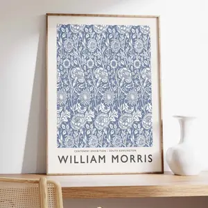 William Morris Blue Print, William Morris Exhibition Poster, William Morris Floral Decor, Vintage Wall Art, Botanical Art, Flower Print S