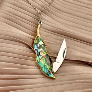 Plume Necklace-Abalone Inlay