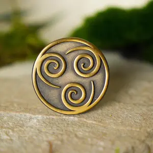 Airbender — Embossed Bronze Antique Air Nomad Elemental Lapel Pin Collectible