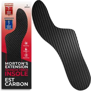 EstCarbon Morton's Extension Carbon Fiber Insole - Rigid Orthotic Shoe Insert for Turf Toe, Hallux Rigidus and Foot Support - Thin Stiff Sole Plate for Men and Women