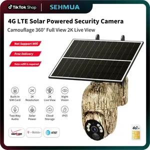4G LTE Solar-Powered Security Camera – 2K HD Live View 360° Coverage, No WiFi Needed, Remote APP Access, Weatherproof, Motion Detection, Night Vision, Includes 4G Data Card (Refill Required for Data)