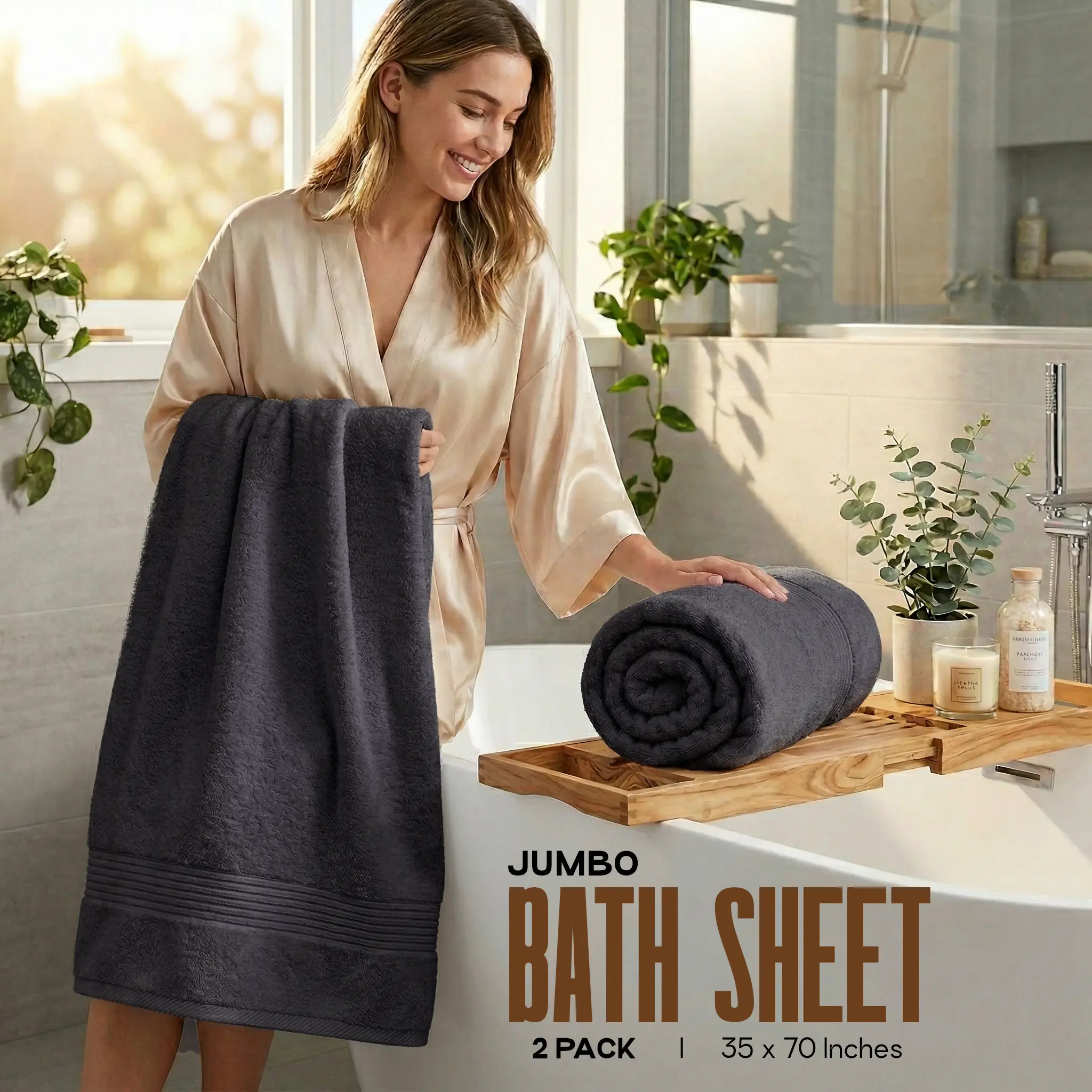 Utopia Towels Bath Sheets 2 Pack, 35x70 Inches, Extra Large Shower Towels, 100% Ring Spun Cotton, Soft and Absorbent, Bath Towel Large, Towel Set