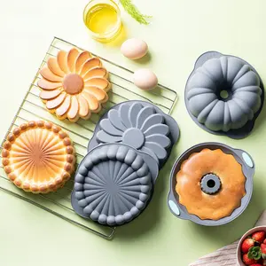 High Temperature Resistant Silicone Cake Mold, Sunflower Design Baking Mousse Pan, Round Silicone Mold for Baking Cakes