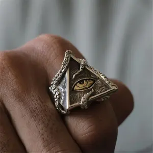 Alloy ring Horus eye ring octopus triangle eye ring multiple sizes men's daily wear gift