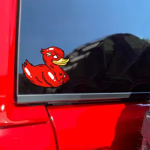 1PC Red Duck Car Sticker, Car Decorative Sticker, Suitable for car window decor Cute duck decal Street-style car exterior sticker Fits modified car exteriors, Car Decals