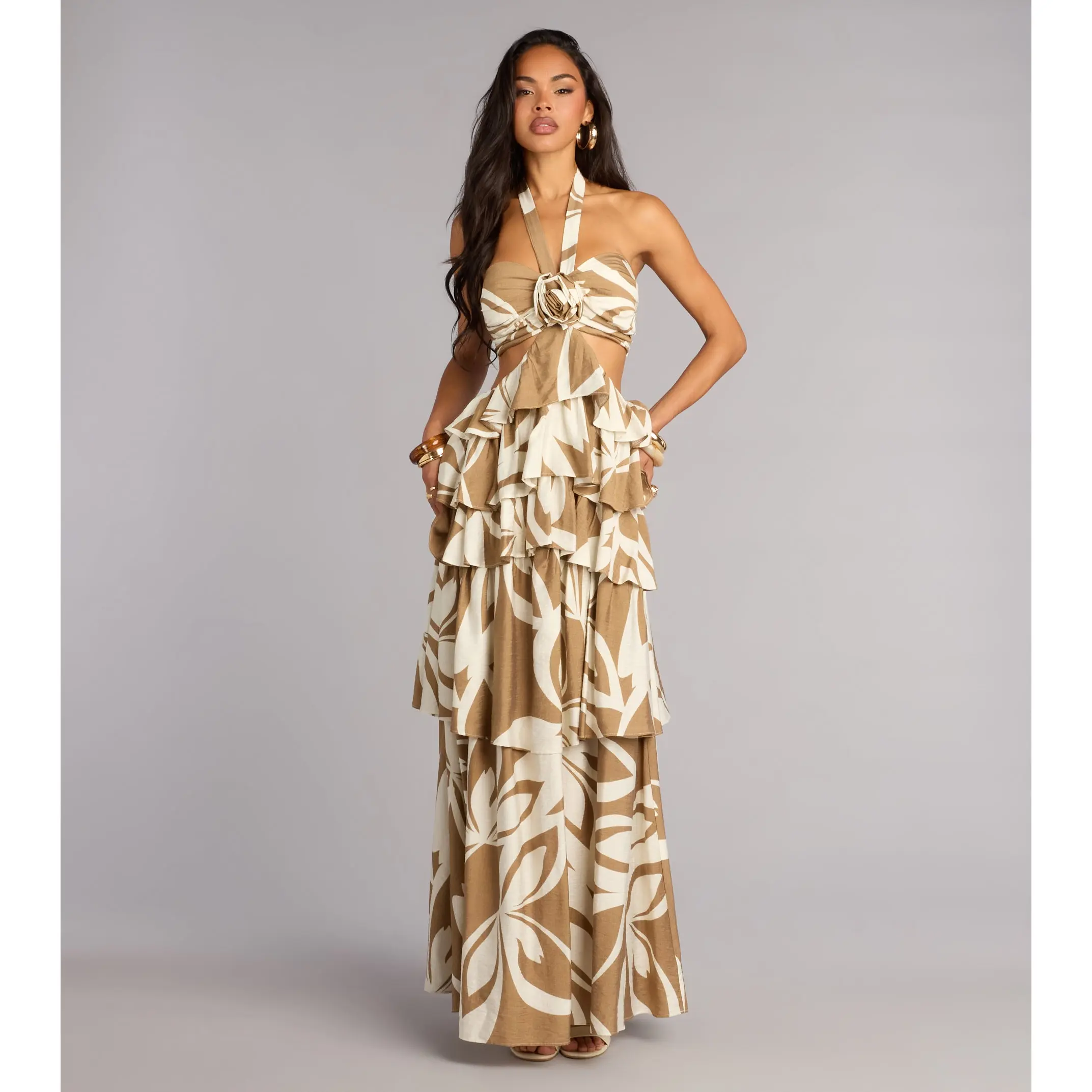 Postcard Pretty Halter Cutout Maxi Dress