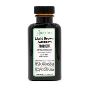Angelus Light Brown Low VOC Leather Dye for Footwear Shoe Restoration 3 FL OZ 90 mL