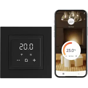 Programmable Thermostat, WiFi Thermostat for Radiant Heating with Touchscreen, 120V-240V Wide Voltage, Dual Sensing, Black