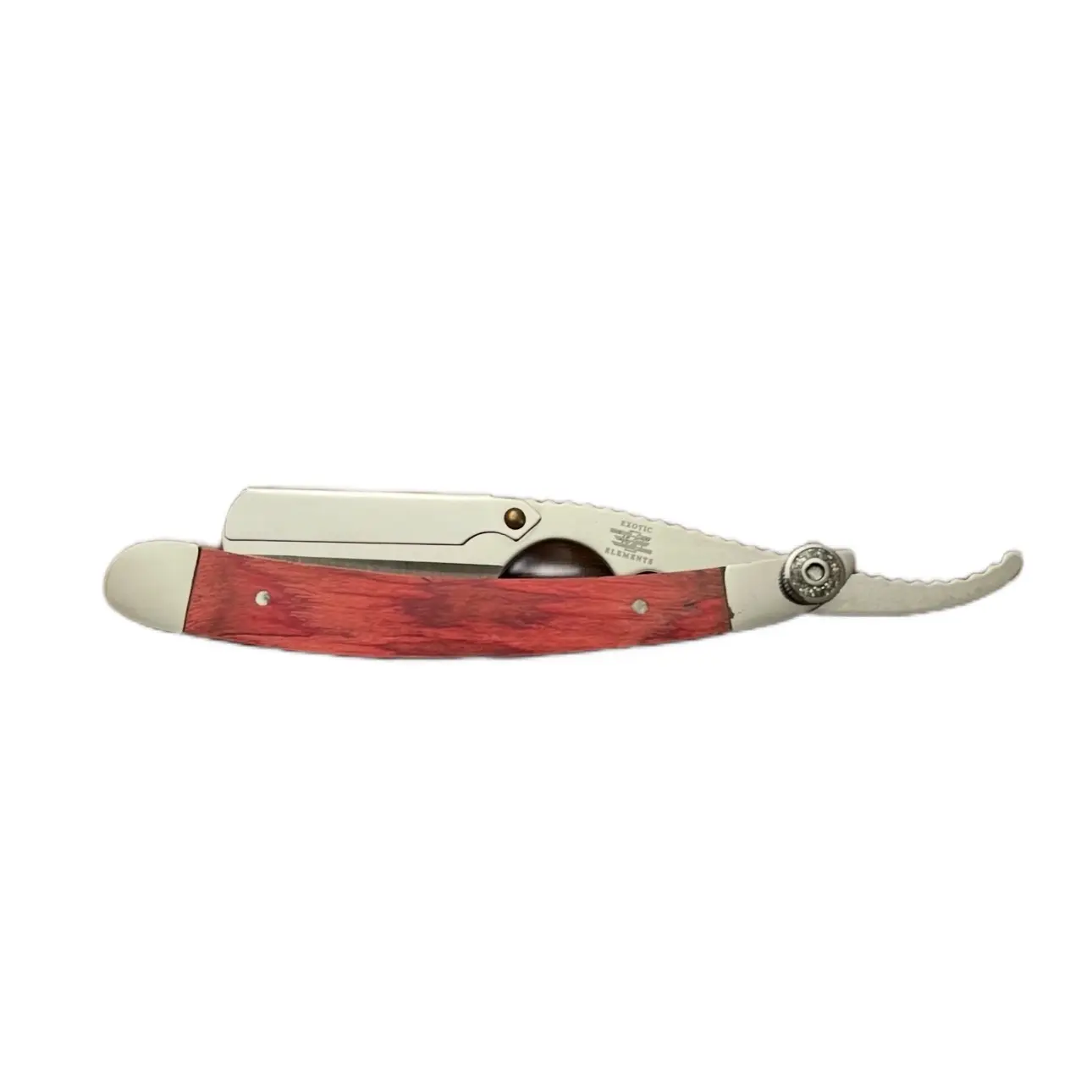 Barber Salon Mustache, Beard, Eyebrow, Red and Silver Straight Edge Razor Stainless Steel