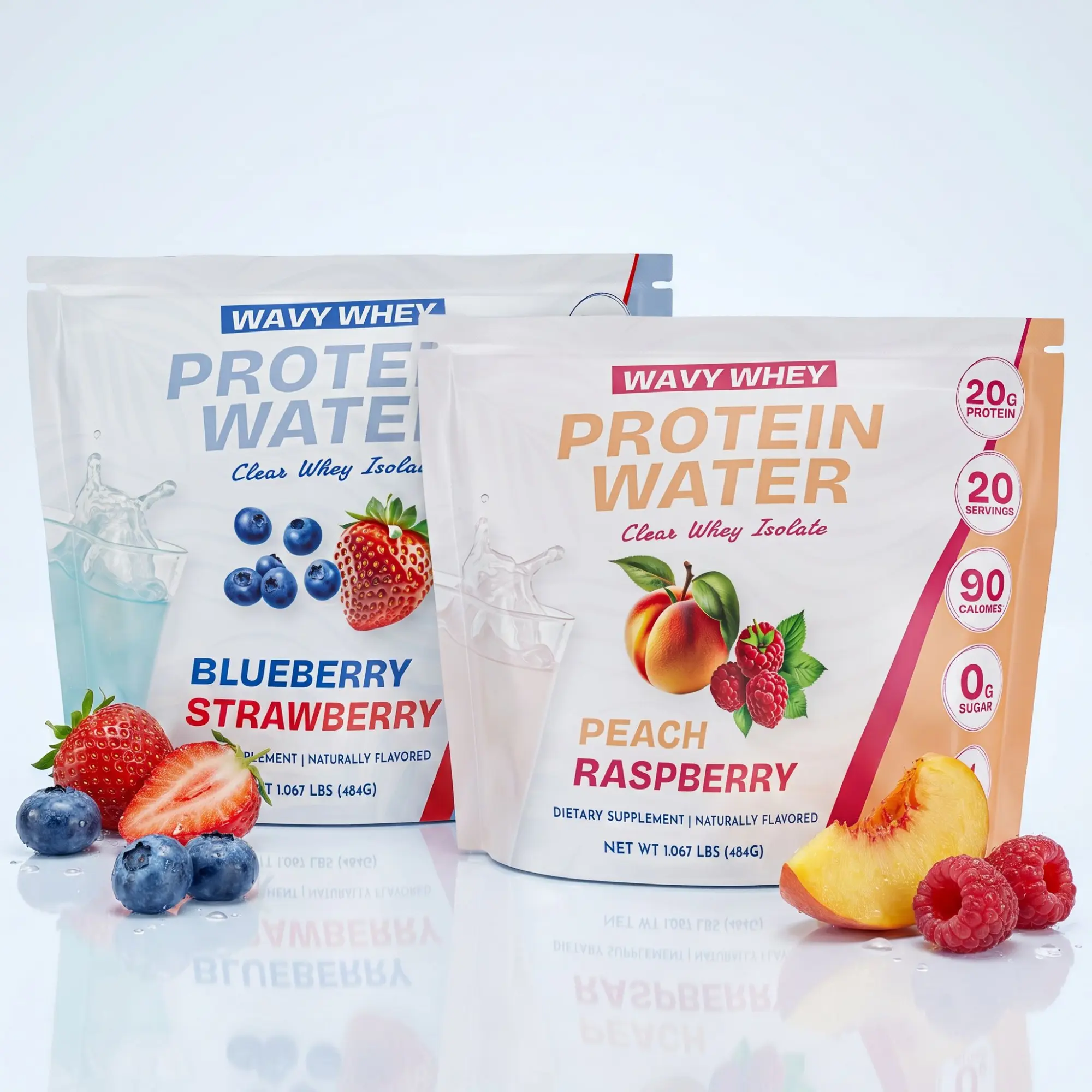 Wavy Whey Clear Protein Water Refresher, 20G Protein, 100% Grass Fed Whey Isolate Powder, Muscle Recovery, 90 Calories, Naturally Sweetened, 20 Servings