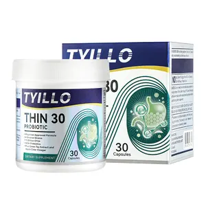 Tyillo Thin 30 Probiotic Dietary Supplement 6 Probiotic Strains Prebiotic Formula with Green Tea Extract & Organic Apple Cider Vinegar 30 Capsules US Healthcare Vitamin Edible Bathroom