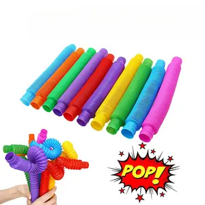 Children's stress-relieving toy telescopic tube, corrugated DIY sensory colorful stretchable tube, stress-relieving toy