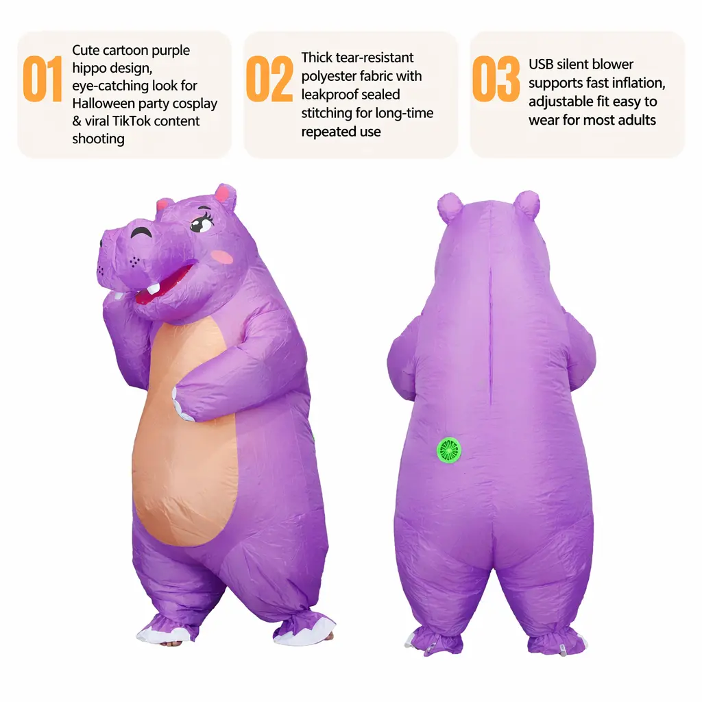 Adult Inflatable Hippo Costume - Funny Blow Up Full Body Animal Suit for Halloween, Cosplay & Party TikTok Shop