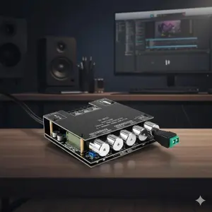 2.1 Channel 50wx2+100w bluetooth amplifier Board, Hi-fi sterEo audio system kit with Independent Bass Treble Control, Wireless Speaker Diy upgrade, High Power Home theater Subwoofer Amplifier Module.