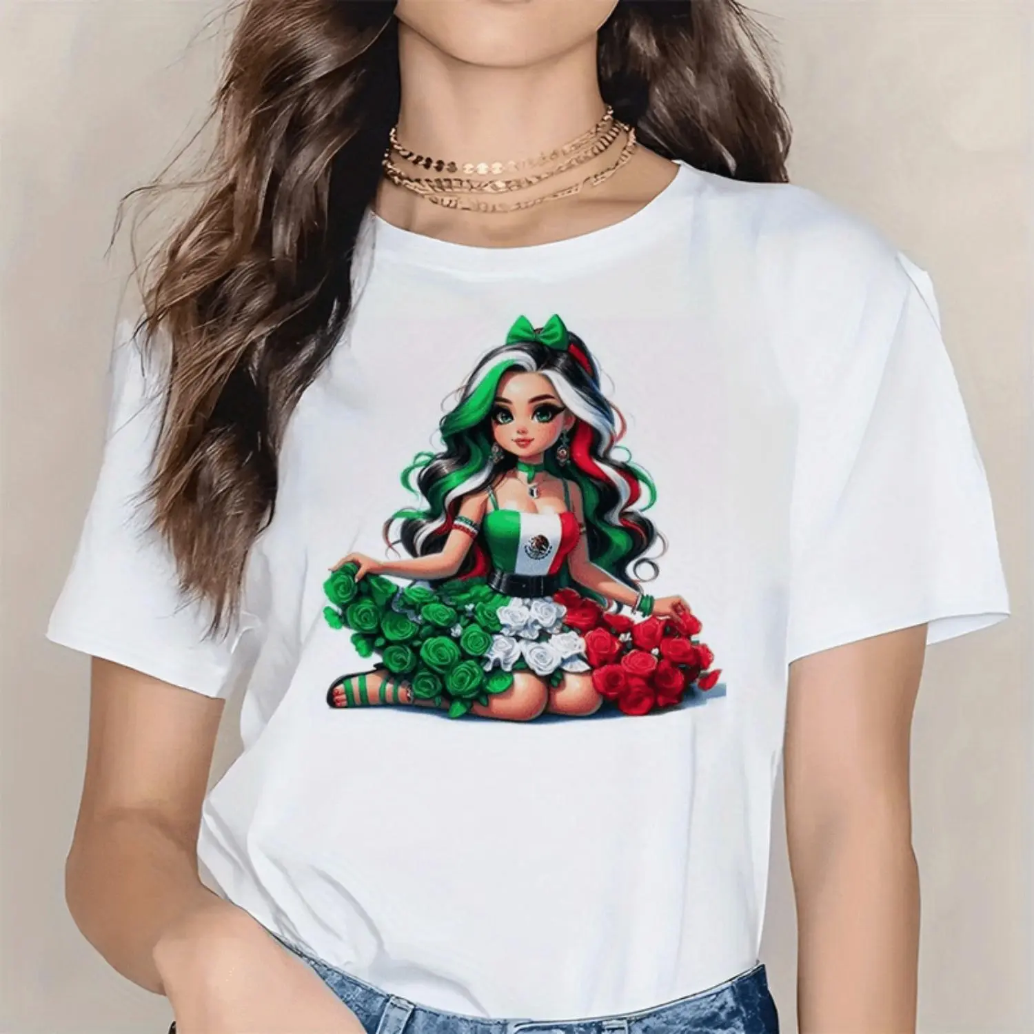 Mexican Short Sleeve Crew Neck Casual T Shirt