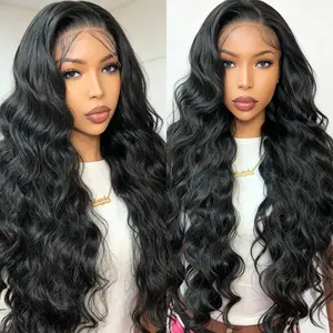 UGORGEOUS Long Wavy 32 Inch Lace Hairline Wig Hairstyle Synthetic Heat Resistant 32Inch Glueless Wig Body Wave Wig 13x6 Lace Front Natural Wavy Pre Plucked Wigs Lace Frontal for Women