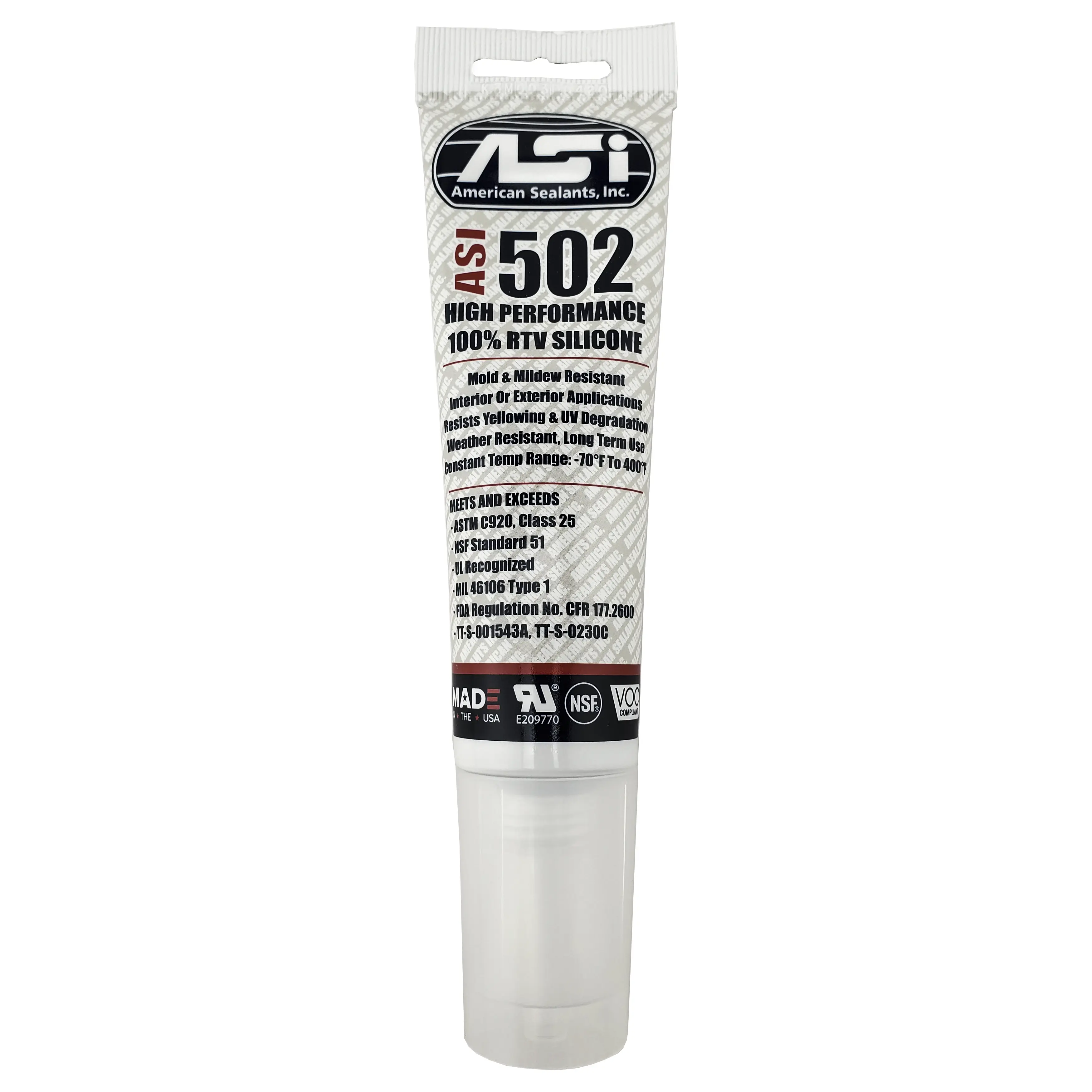 ASI 502 High Perfomance 100% RTV Silicone Broad Application Range Sealant