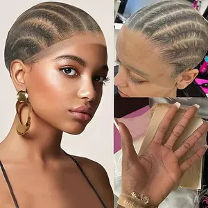 Invisible HD Wig Cap 1 Pieces Wig Caps for Women Stretchy Breathable Brown Wig Caps for Lace Front Wigs & Elastic Head Band