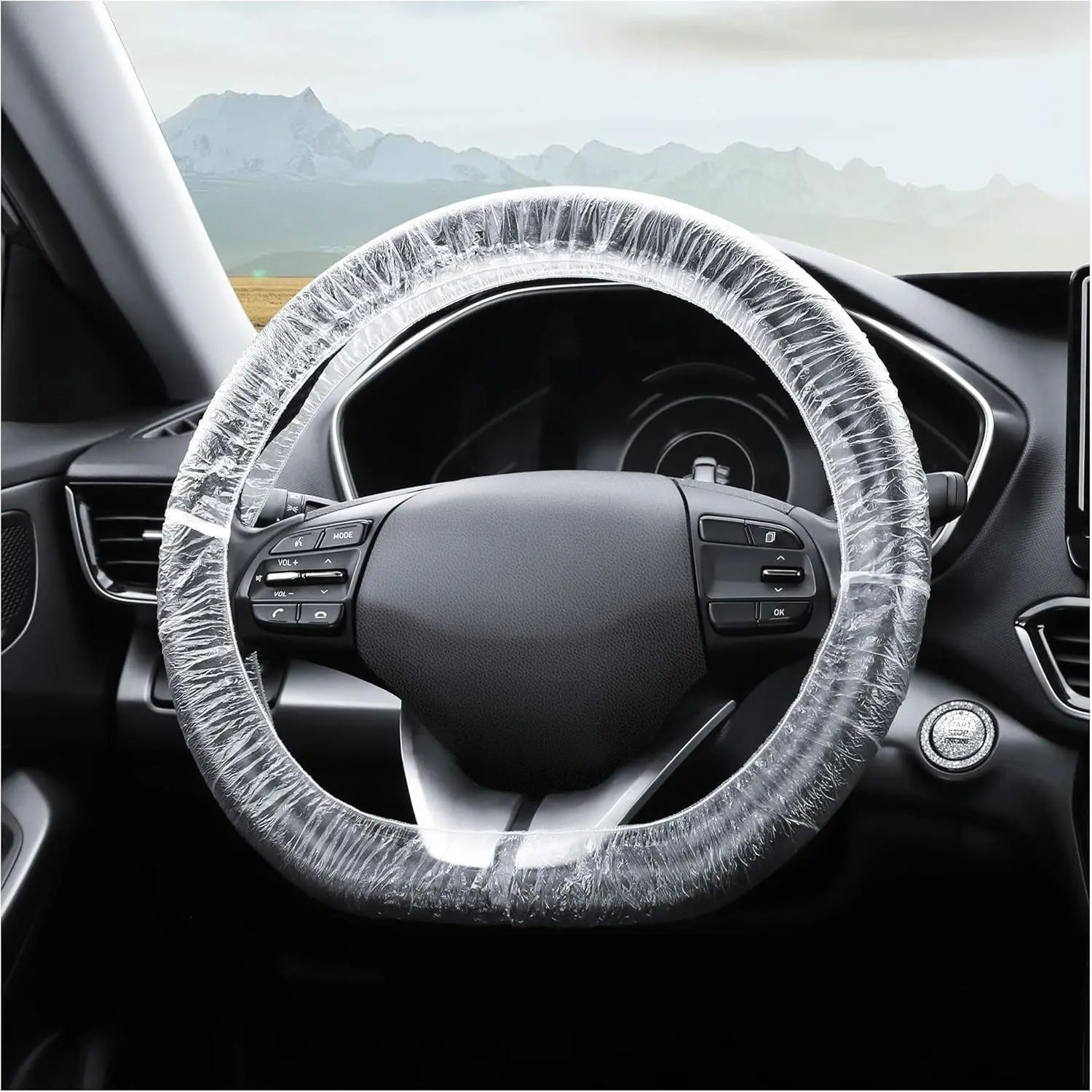100 count Disposable Steering Wheel Covers,Disposable Steering Wheel Protector with Elastic for Avoiding Scuffs & ,Universal  Steering Wheel Cover  Accessories