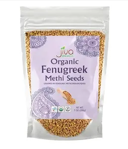 Jiva Organic Fenugreek Seeds 7 Ounce – Non-GMO, Gluten Free, All Natural Fenugreek Spice – Organic Fenugreek Seeds for Hair Growth, Cooking & Sprouting - Methi Seeds for Methi Dana Water - Raw & Natural, Product of India