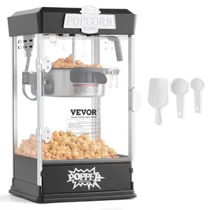 VEVOR Popcorn Maker, 480W Popcorn Popper Machine, 4 Oz Kettle Makes 1.5 Gallon per Batch, Tabletop Popcorn Maker, Includes 3 Scoops, Movie Theater Style, Black