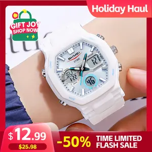SKMEI Casual Stylish Dual-Display Electronic Watch for Students — Multifunctional Timing, Stopwatch, Calendar Alarm, Week Display, Children's New Year Gift Fashion Watch, Casual Watch,summervibes