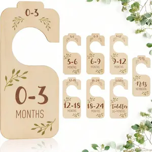 8pcs Baby Clothing Sorting Hangers, Wooden Newborn Clothing Sorting Sign Hangers, Newborn Wardrobe Organization Labels, Closet Organization, Suitable For Newborns To Toddlers, Baby Shower Gifts, Gifts For New Parents