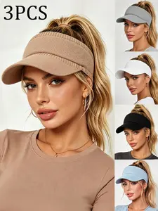 3 Pcs Women's Summer Vintage Sun Hat-UV Protection Ponytail Hat Fashion Peaked Hat Mesh Baseball Cap, Suitable For Y2K, Beach, Swimming, Tennis And Golf, Vacation