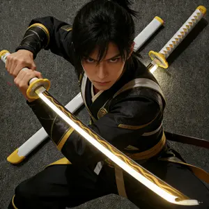 Swords Republic Light-Up Demon Slayer Katana 41 Inch Collectible Gift with Rechargeable USB Lightsaber Retractable Neopixel Lightsaber