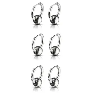 A set of artificial captive bead hinged earrings made of stainless steel