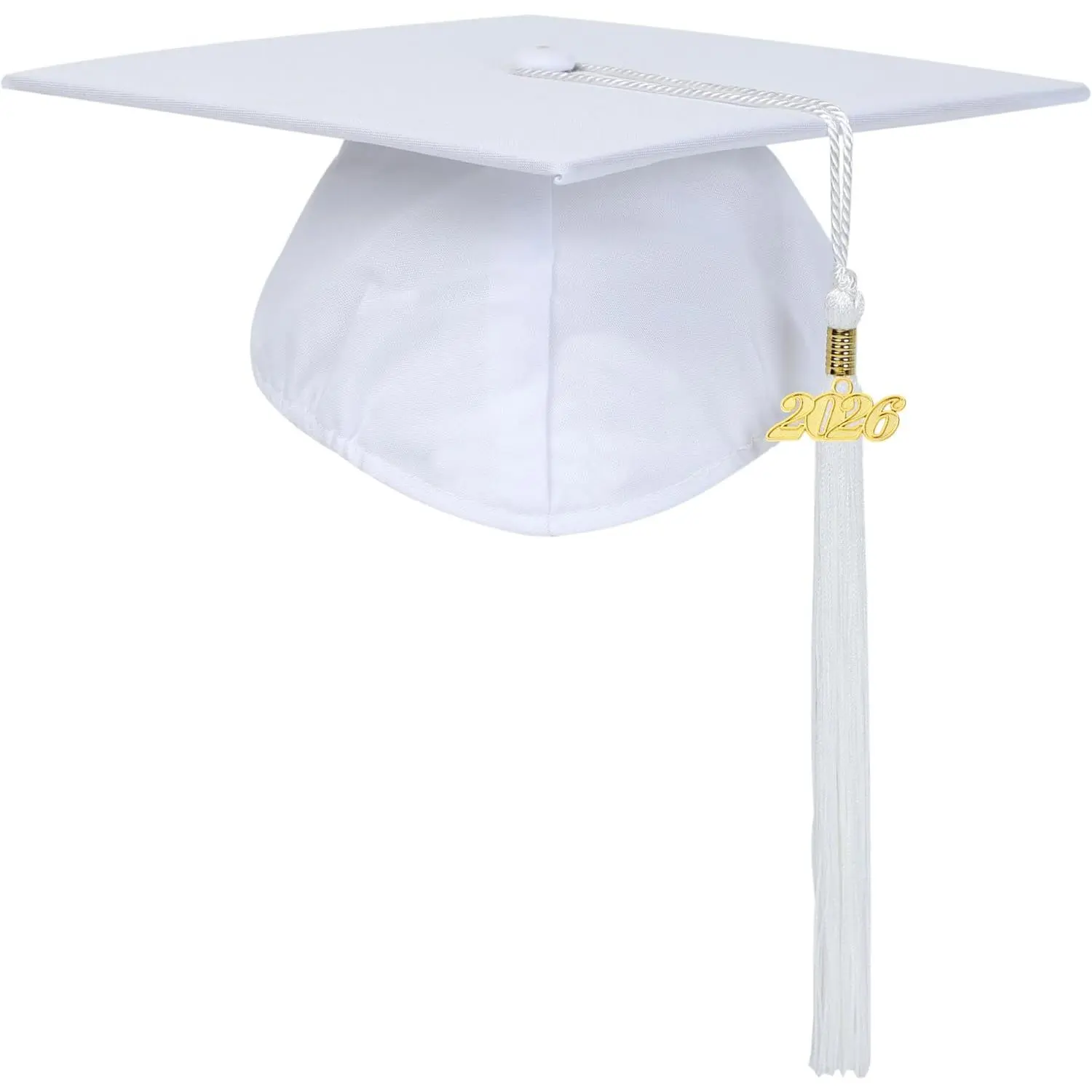 Unisex Matte Polyester Graduation Cap with Tassel and Removable Year Charm, Adjustable Accessory for Middle School, High School or College