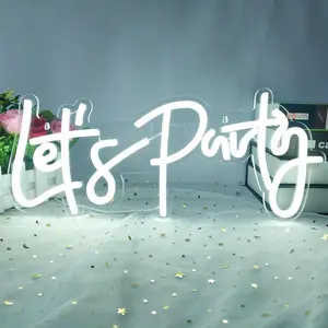 Let's Party Neon Light, USB Powered Dimmable LED Neon Light, Suitable for Bedroom Wall Decoration, Art Decorative Light, Bachelor Party, Engagement Party, Home Decor Light