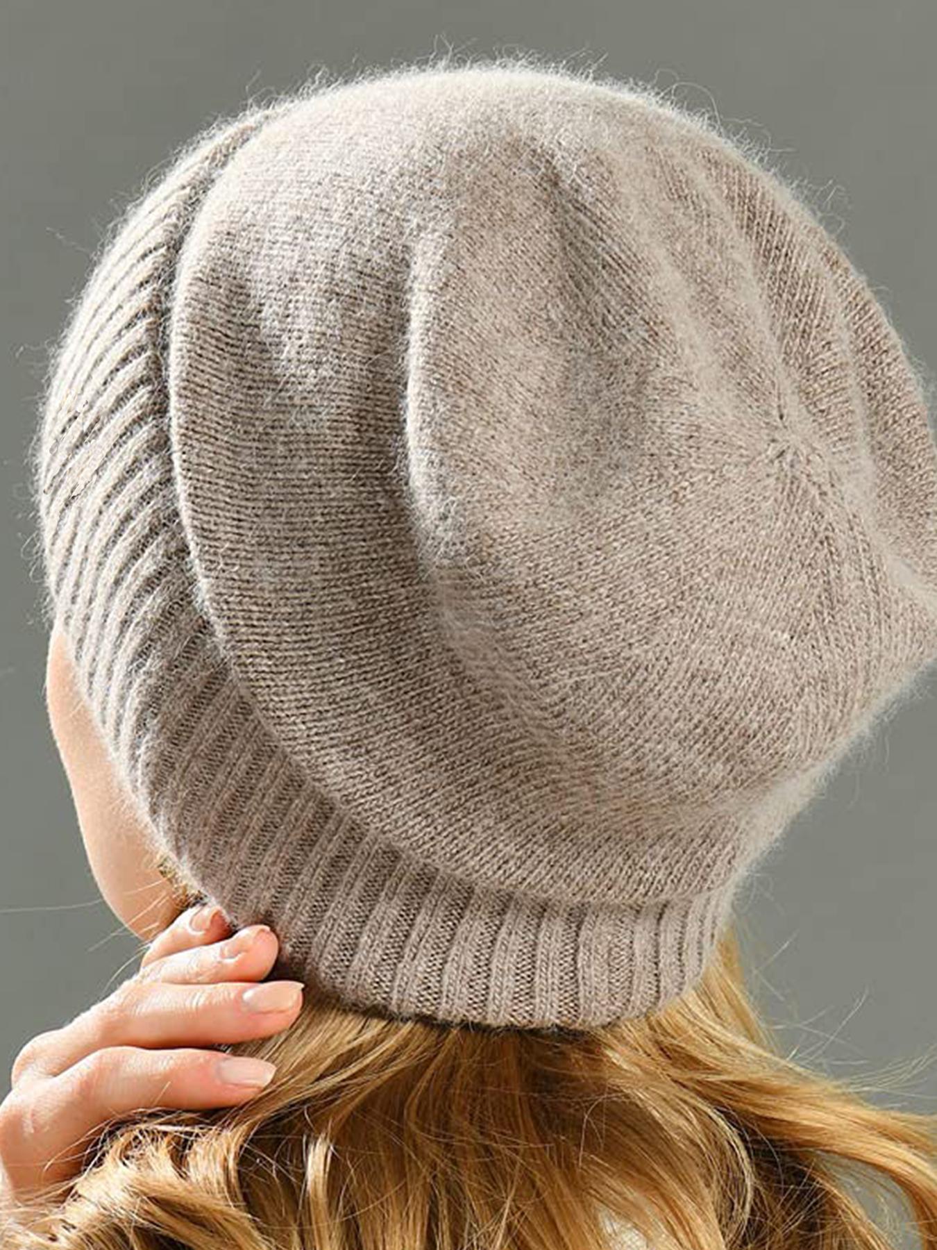 New Wool Blend Satin Lined Knit Beanie Hat, Lightweight Unisex Soft Loose Fit Warm Cap for Fall & Winter, Casual Style