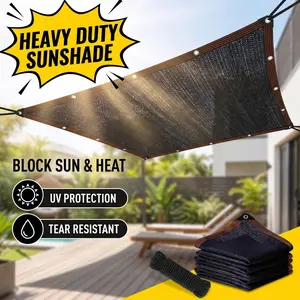 90% Shade Cloth, UV-Resistant — 10×13 ft Black Sun Shade Net with Reinforced Grommets, Heavy-Duty and Durable, Ideal for Outdoor Gardens, Patios, Sheds, Plant Covers, Greenhouses, and Chicken Coops.