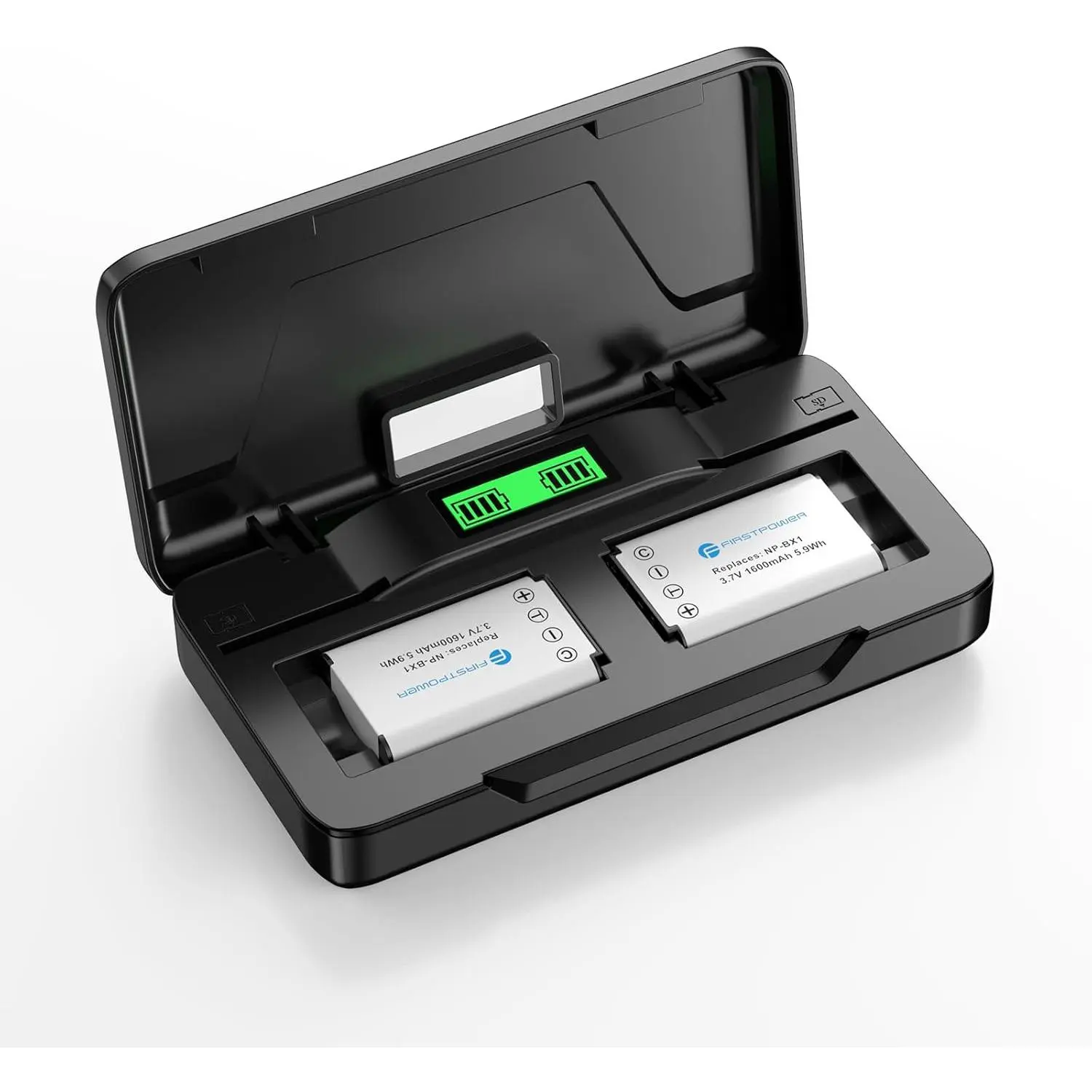 FirstPower NP-BX1 Camera Battery (2 Pack) & Portable 2-Channel Charging Accessory Kit for Sony ZV-1f, ZV-1 II, ZV-1, Cyber-S RX1, RX1R II (SD Card Compatible Note: SD card not included), 1600Mah Np-Bx1 Battery, 2 Counts