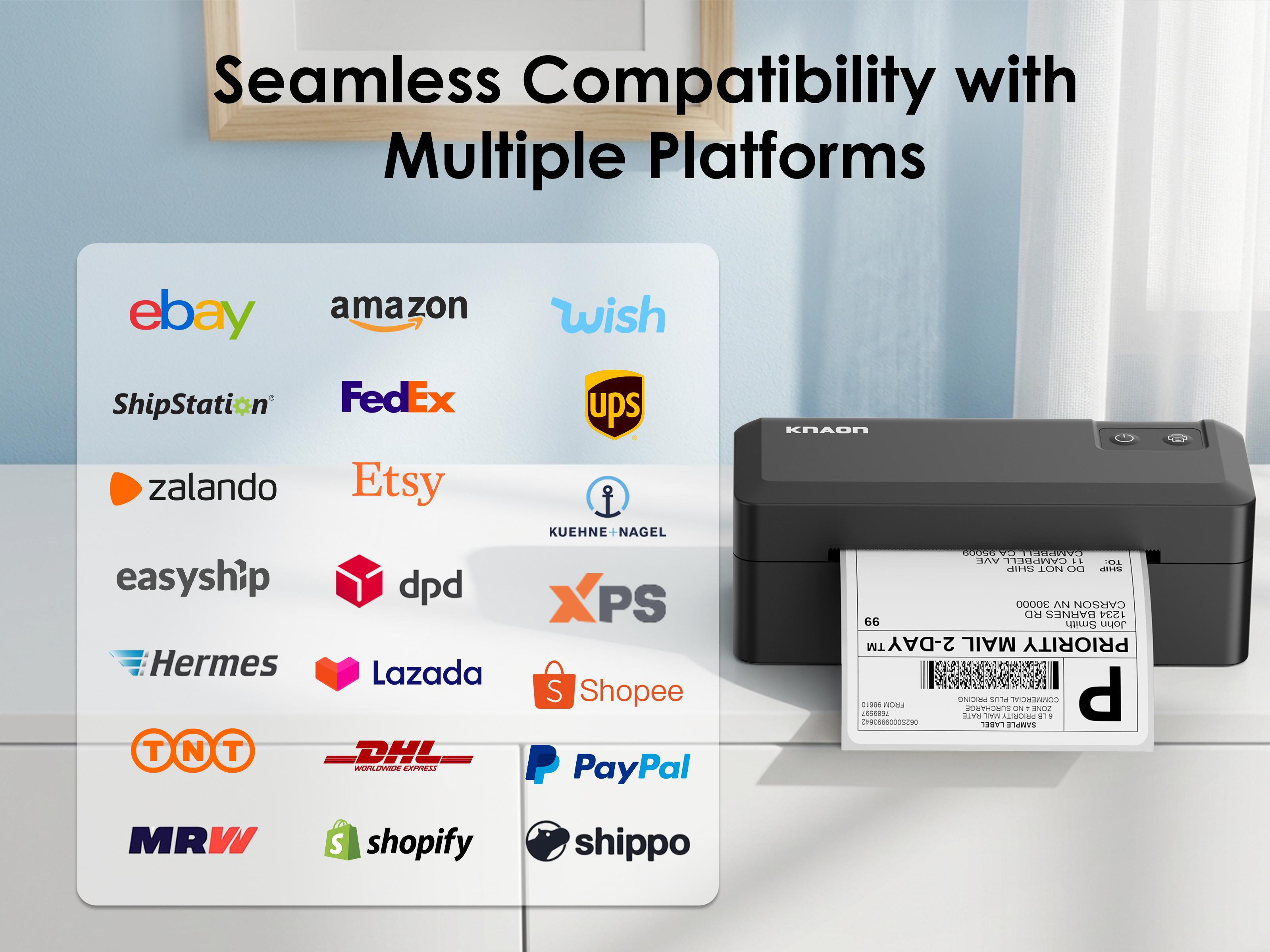 KNAON Shipping Label Printer Bluetooth Thermal Label Printer,Compatible with USPS, Amazon, Shopify, iOS/Android/Windows/Mac