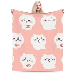 Chiikawa Hachiware Usagi Manga Blanket Ultra Soft Wool Vintage Cozy Warm Bedroom Couch Sofa Home Decor Throw Decor Decorative Throw Perfect Birthday Gift Christmas Gift for Anime Fans Kids Adults Viral Kawaii Aesthetic Style