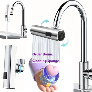 3in 1 Large-Scale 360° Waterfall Kitchen Faucet - Touch-Controlled, Swivel Spout, Extender for Kitchen Sink, Vegetable and Fruit Washing - Zinc Alloy Construction, Chrome Finish, Contemporary Style, Centerset Mounting